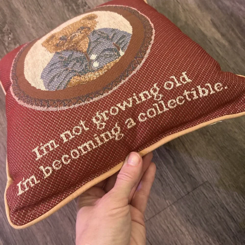 Small Bear Pillow With Cute Quote Cottagecore Country Bear